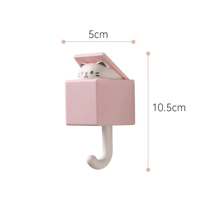 1 PCS Creative Cat Hook Cute Seamless Dormitory Bedroom Door Hangers Hooks Key Umbrella Towel Cap Coat Rack Wall Decoration