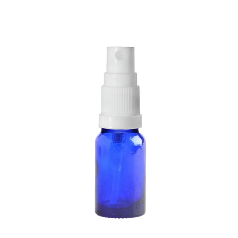 10ml Blue Glass Aromatherapy Bottle with Spritzer - White (18/410)