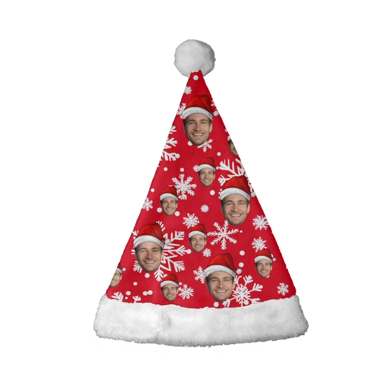 2 Piece Warm Gift Custom Face Christmas Snowflake Fluffy Scarf and Santa Hat Soft&High Elasticity Winter Gift