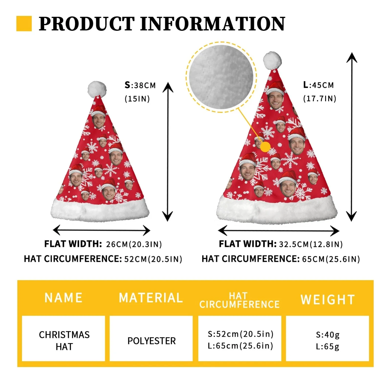 2 Piece Warm Gift Custom Face Christmas Snowflake Fluffy Scarf and Santa Hat Soft&High Elasticity Winter Gift