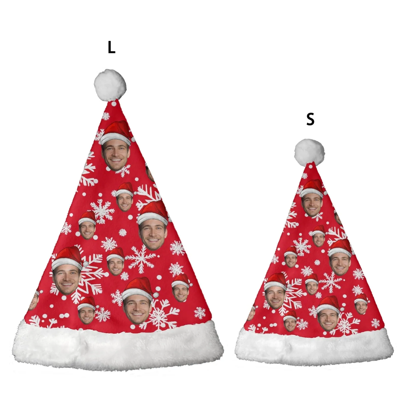 2 Piece Warm Gift Custom Face Christmas Snowflake Fluffy Scarf and Santa Hat Soft&High Elasticity Winter Gift