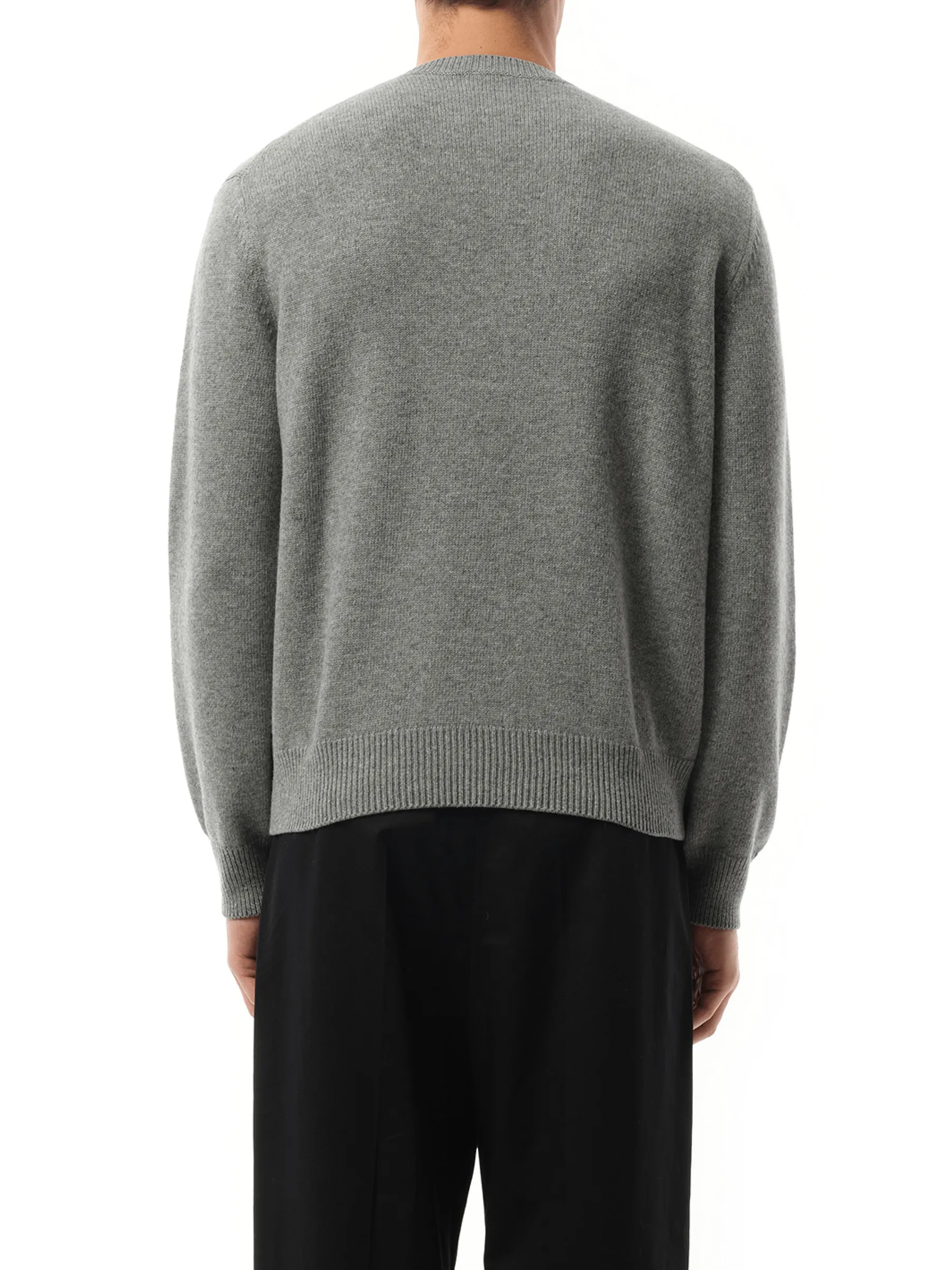 Anagram Embroidered Knit Sweater in Grey Melange