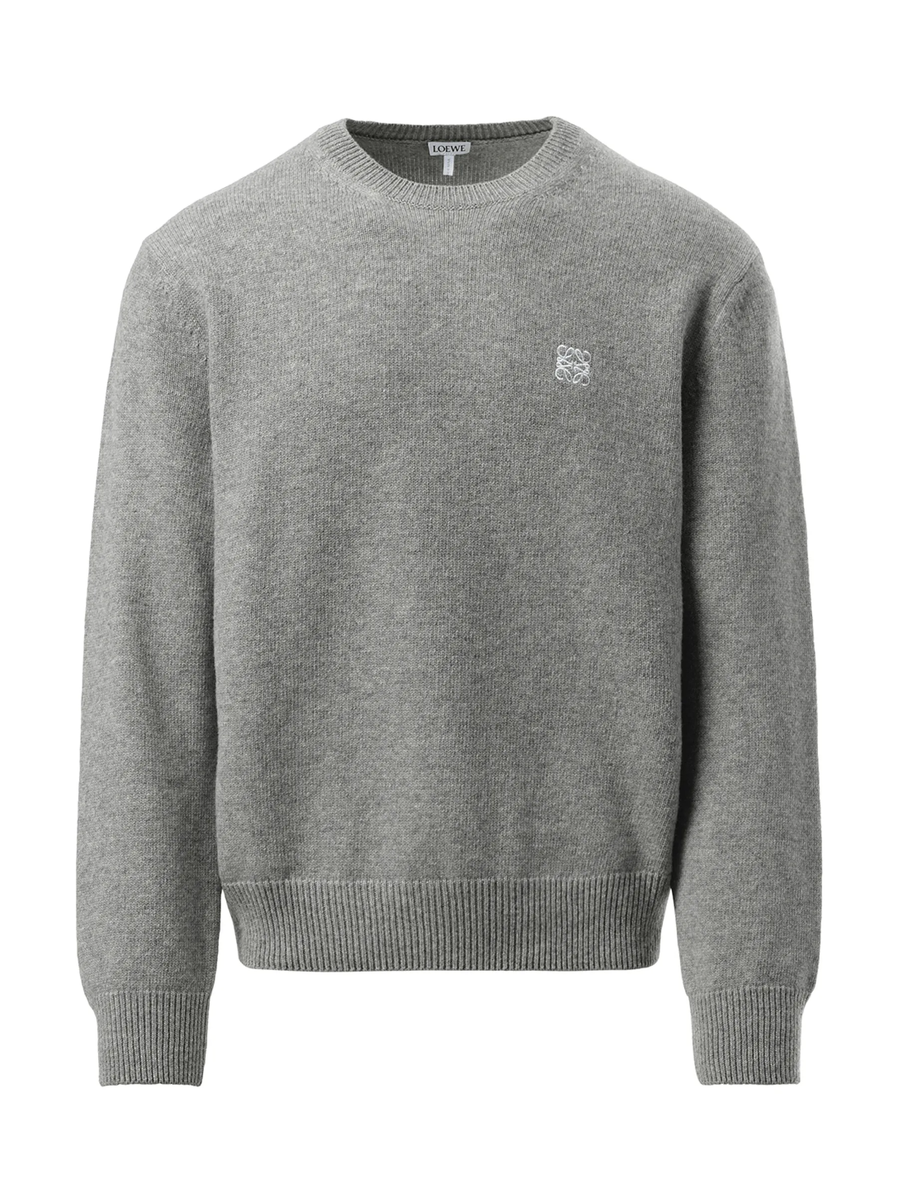 Anagram Embroidered Knit Sweater in Grey Melange