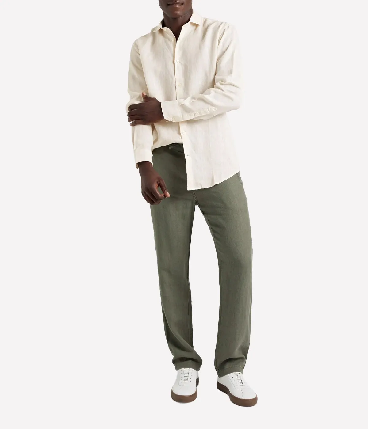 Antonio Linen Shirt Long Sleeve in Ecru