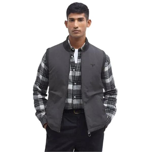 Barbour Leyburn Knitted Gilet In Black Carbon
