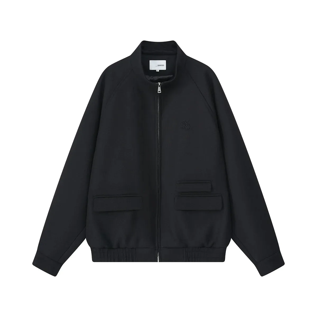 Black Stand Collar Embroidered Jacket