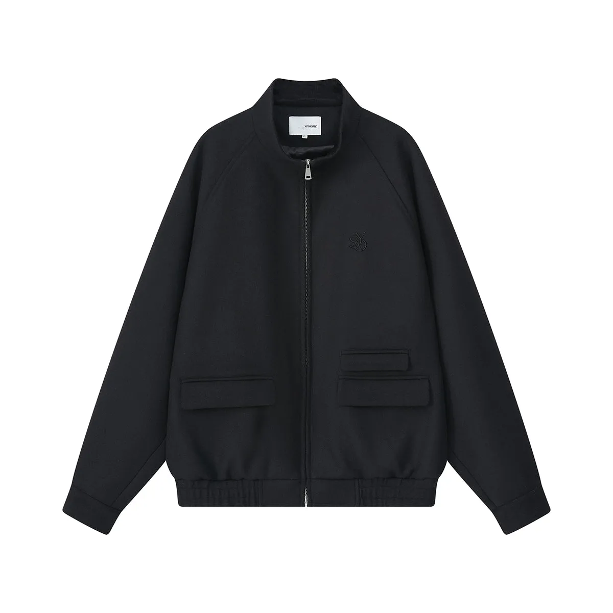 Black Stand Collar Embroidered Jacket