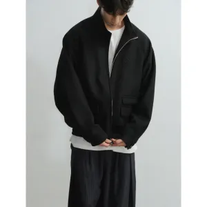 Black Stand Collar Embroidered Jacket
