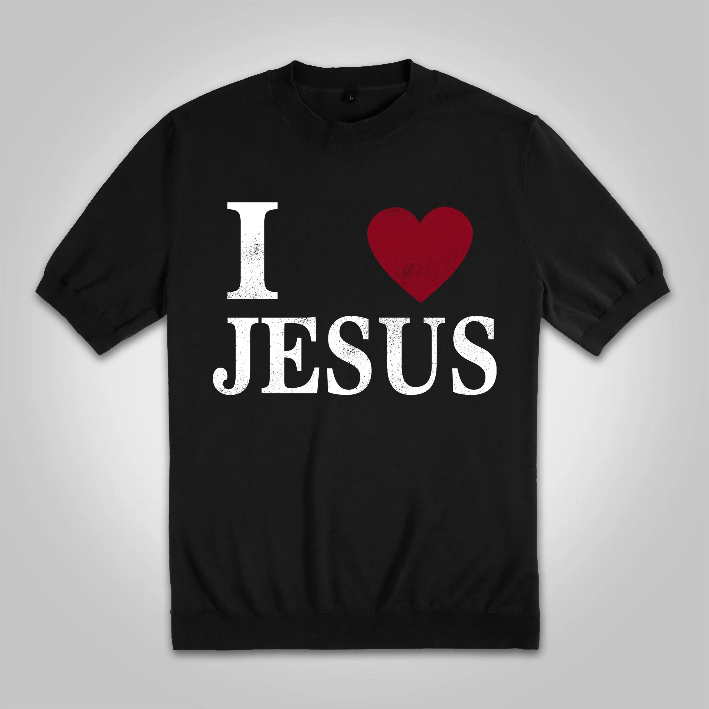 Blavra Vintage I Love Jesus Cotton Knitted T-shirt