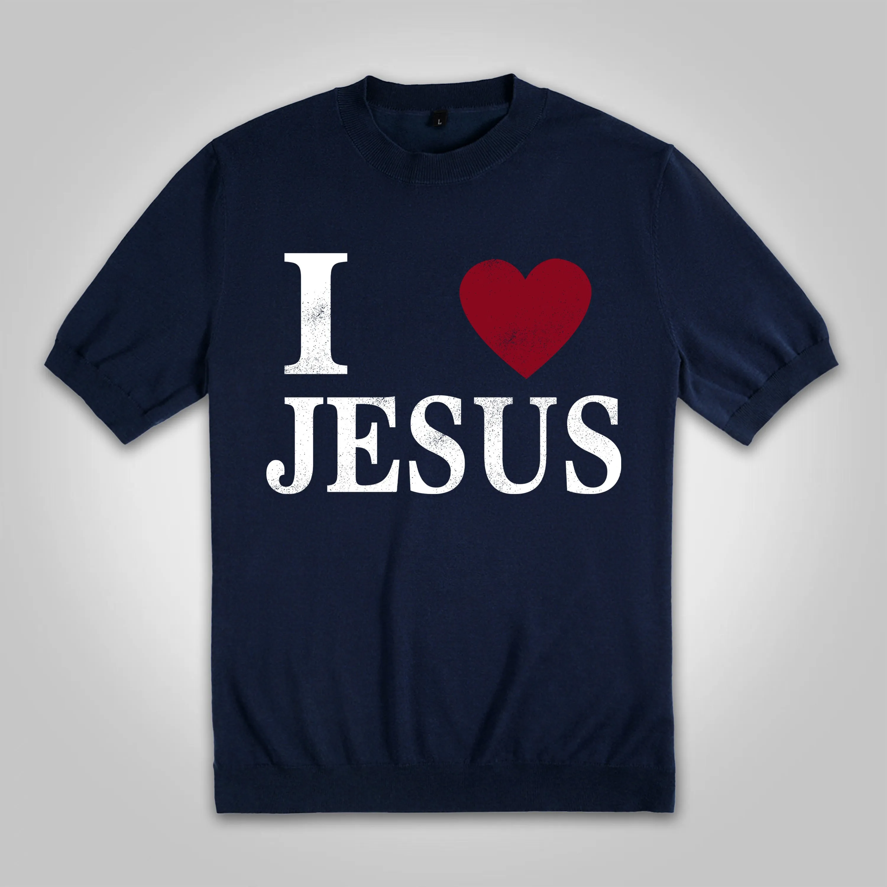 Blavra Vintage I Love Jesus Cotton Knitted T-shirt
