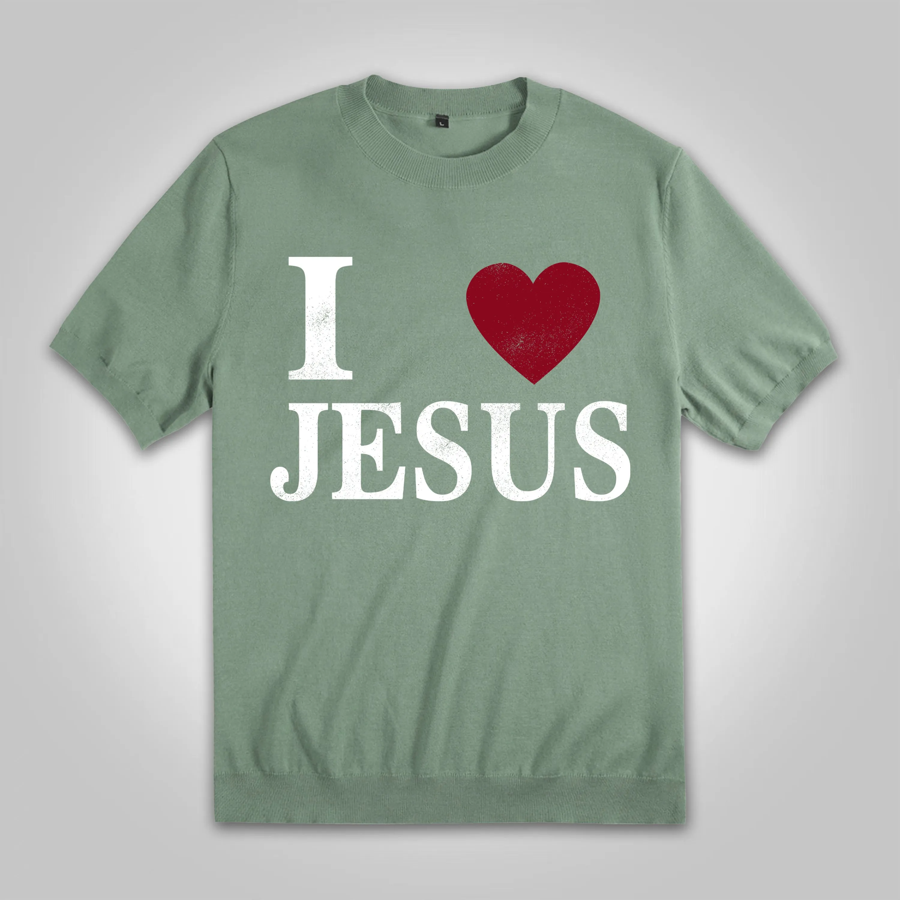 Blavra Vintage I Love Jesus Cotton Knitted T-shirt
