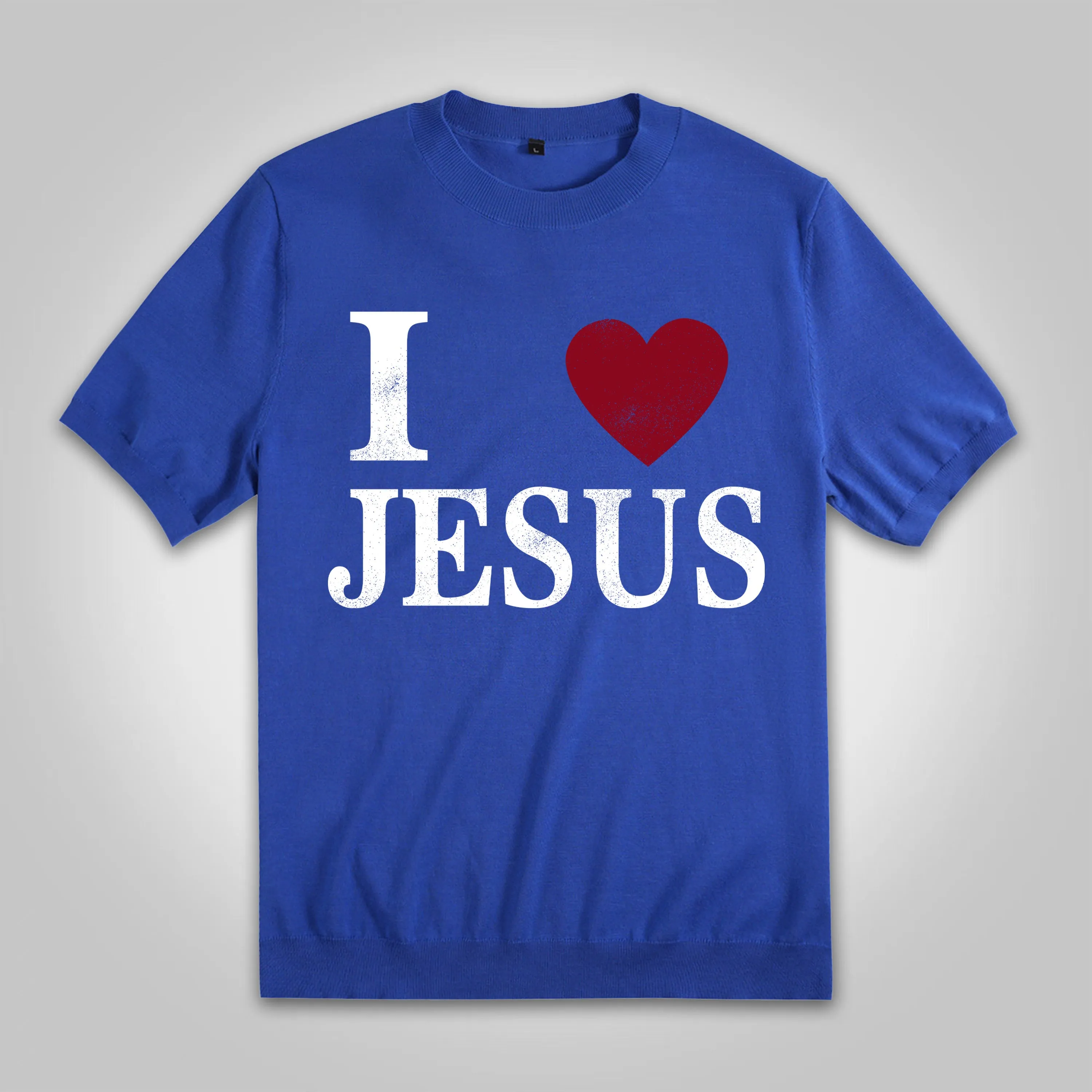 Blavra Vintage I Love Jesus Cotton Knitted T-shirt