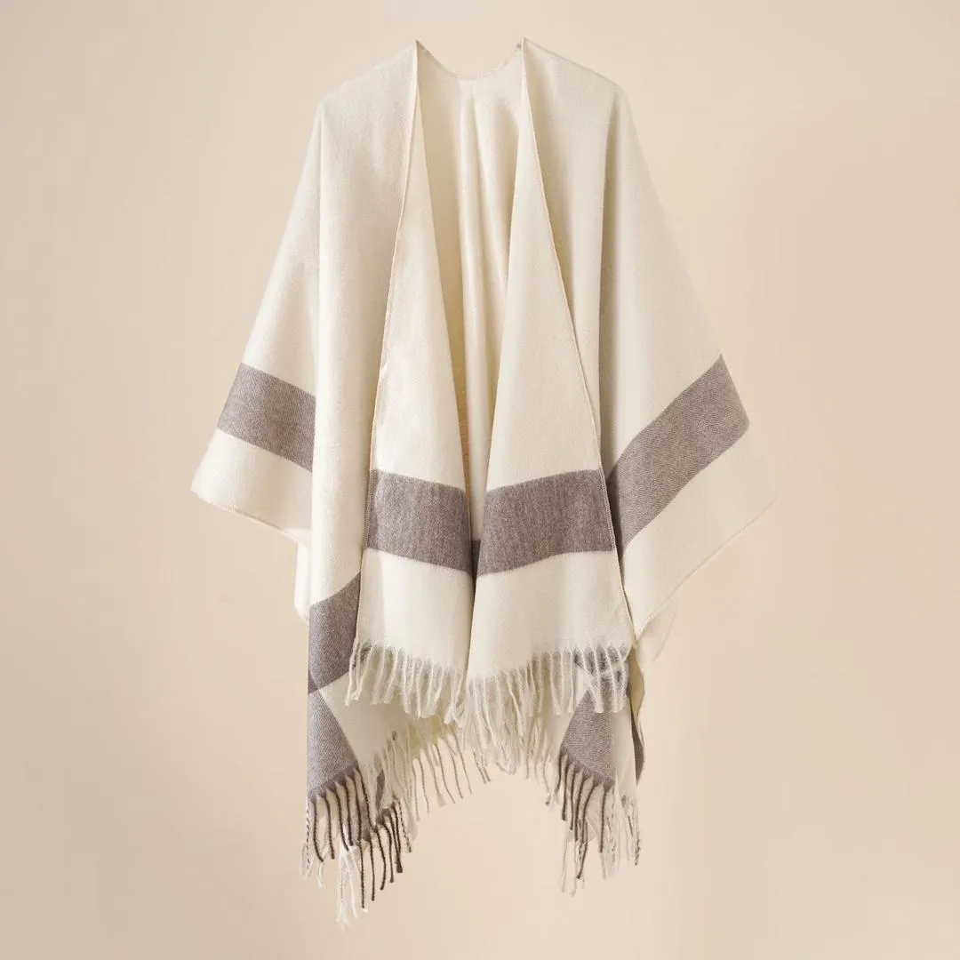 Cashmere Shawls Ponchos Warm Tassel Kimono Coat