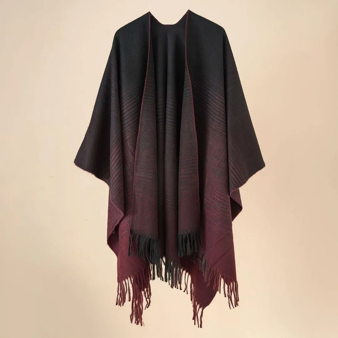 Cashmere Shawls Ponchos Warm Tassel Kimono Coat