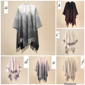 Cashmere Shawls Ponchos Warm Tassel Kimono Coat
