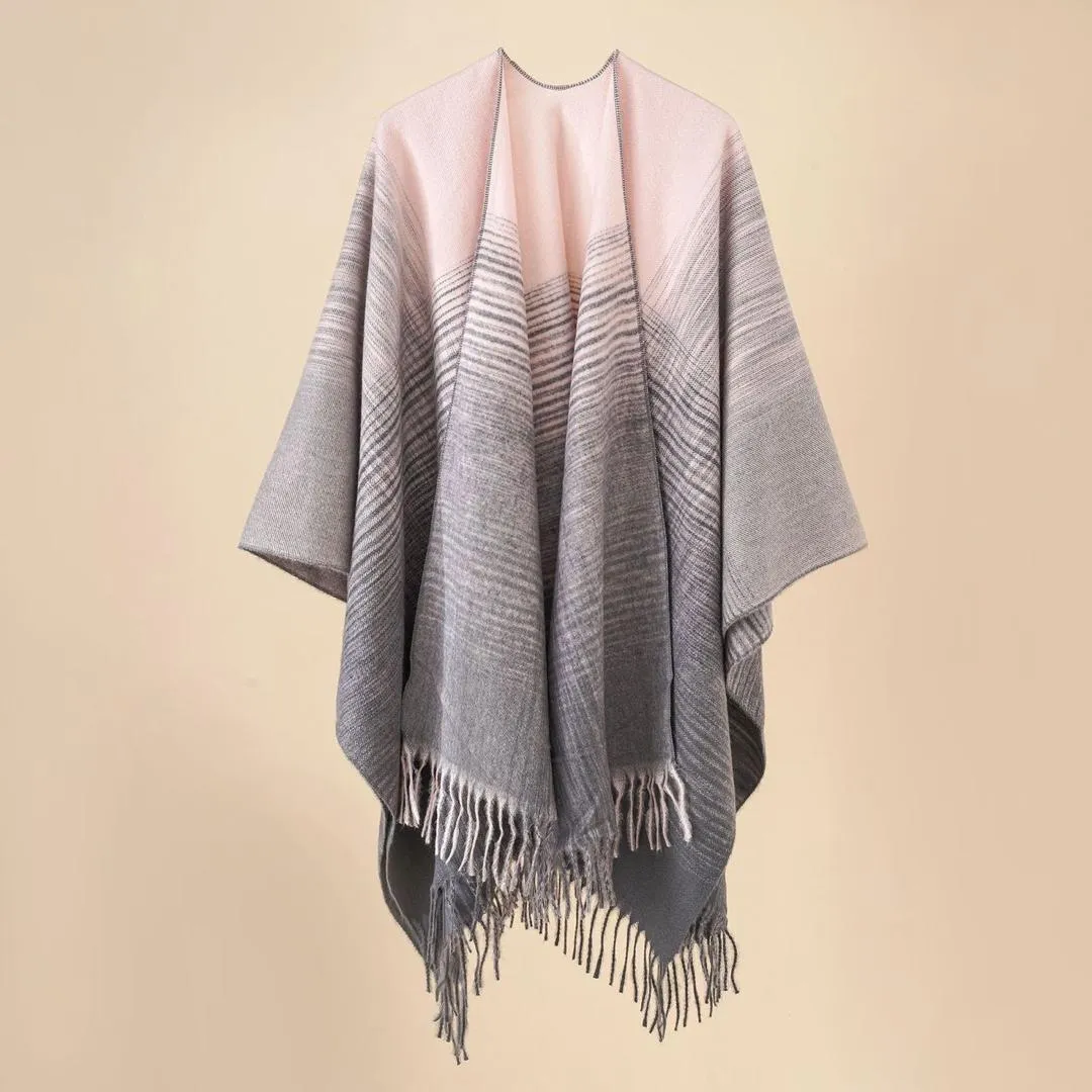 Cashmere Shawls Ponchos Warm Tassel Kimono Coat