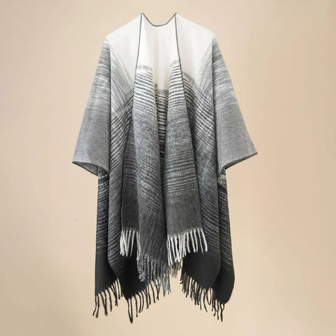 Cashmere Shawls Ponchos Warm Tassel Kimono Coat