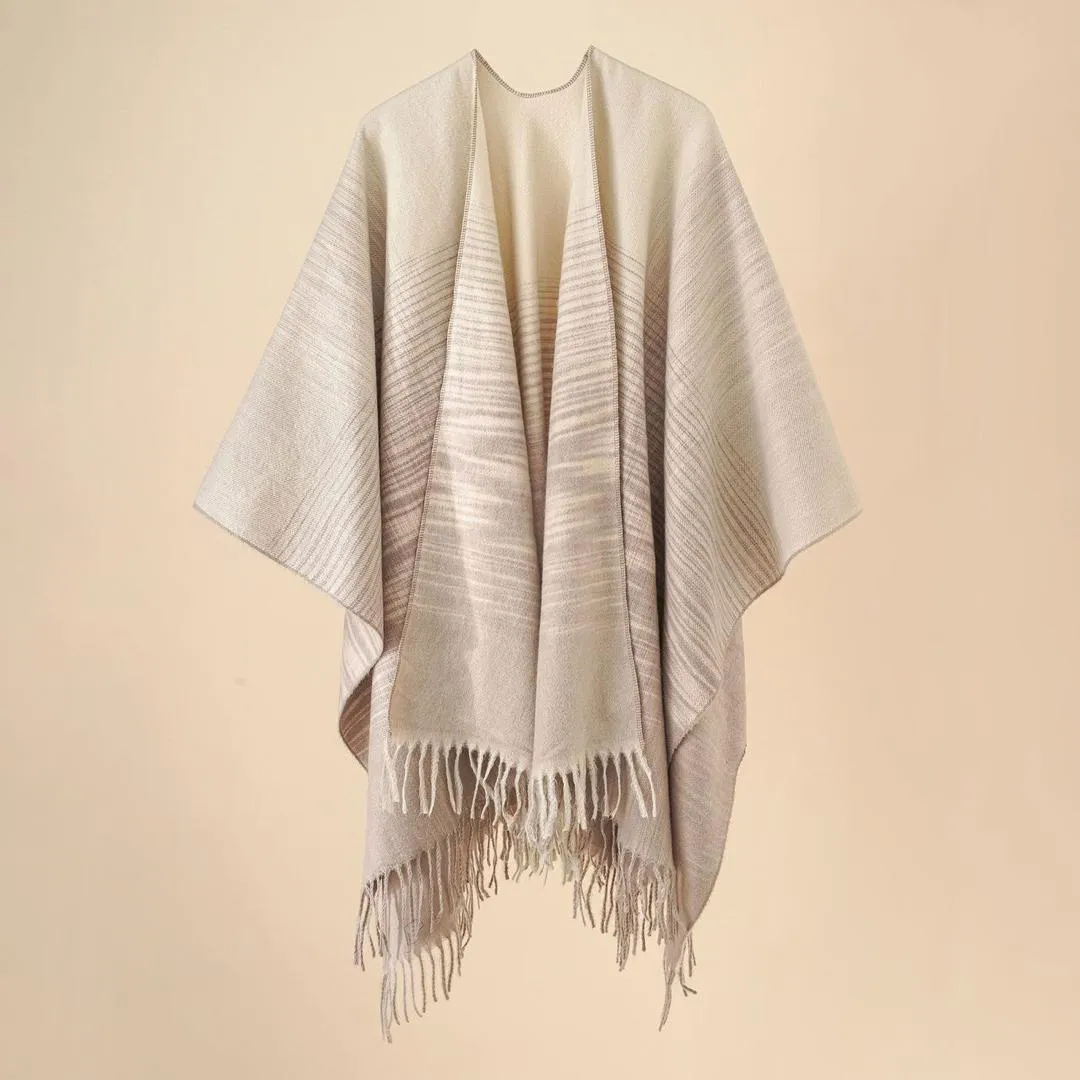 Cashmere Shawls Ponchos Warm Tassel Kimono Coat
