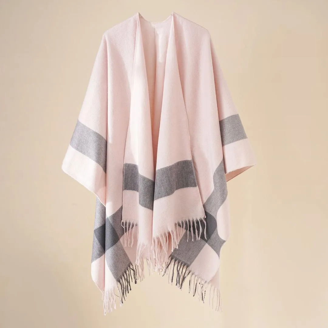 Cashmere Shawls Ponchos Warm Tassel Kimono Coat