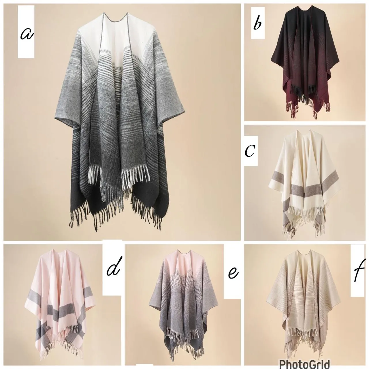 Cashmere Shawls Ponchos Warm Tassel Kimono Coat