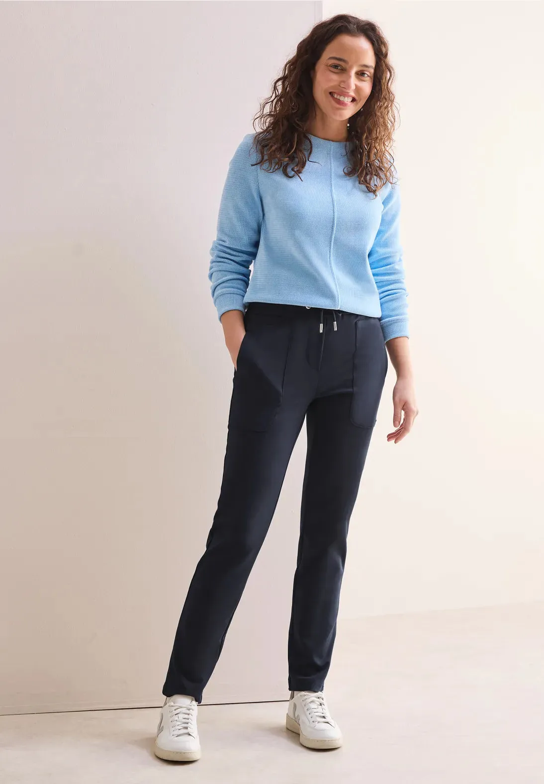 Cecil Casual Fit Tracey Trousers - Navy