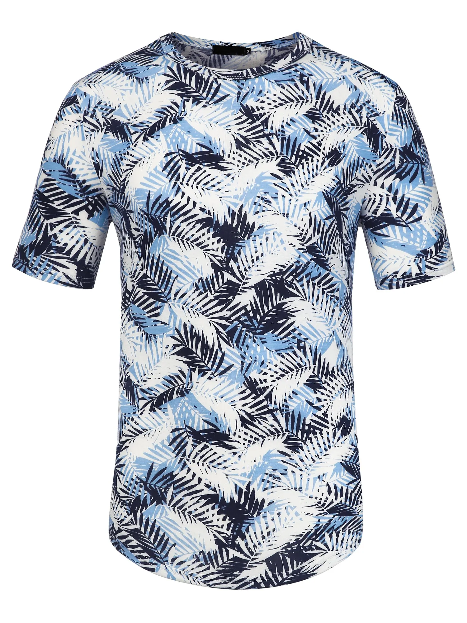 Chic Tropical Print Round Neck Short Sleeve T-shirt
