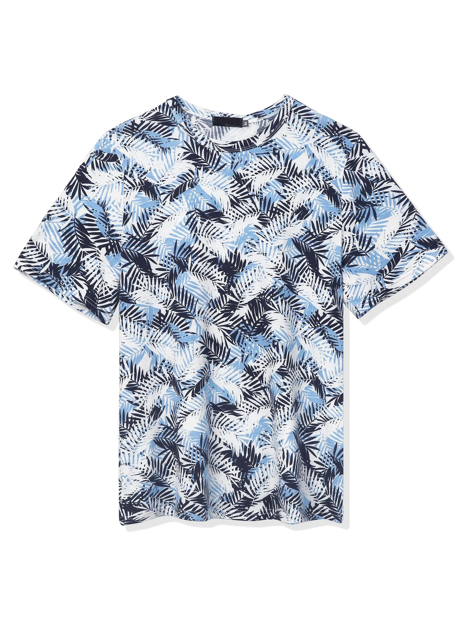 Chic Tropical Print Round Neck Short Sleeve T-shirt