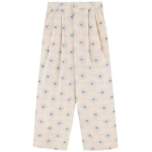 Cross Stitch Flowers Pleated Trousers by The Tiny Big Sister - Last One In Stock - EUR 38 (UK 10)