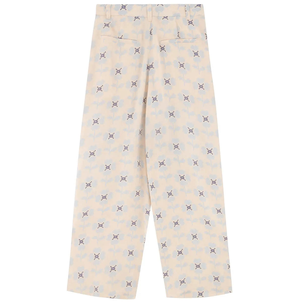 Cross Stitch Flowers Pleated Trousers by The Tiny Big Sister - Last One In Stock - EUR 38 (UK 10)