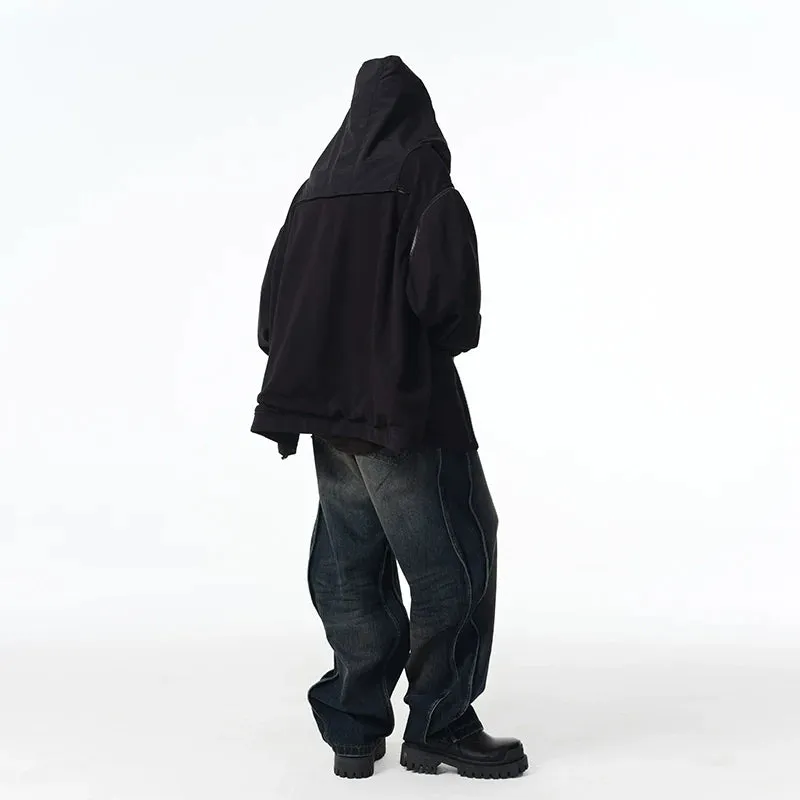 Detachable Zipper Hooded Oversized Jacket