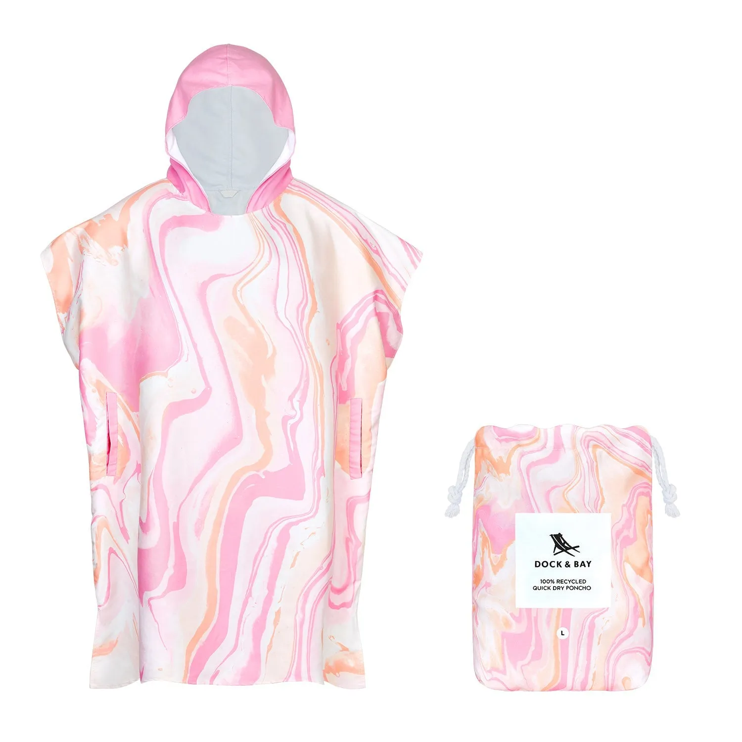 Dock & Bay Poncho Adults - Peach Melba - Customized Embroidery Personalized for You