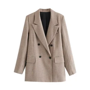 DOUBLE BREASTED CHECK BLAZER
