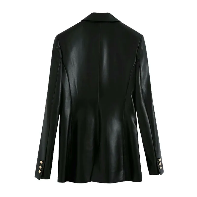 DOUBLE BREASTED LEATHER BLAZER