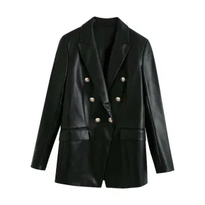 DOUBLE BREASTED LEATHER BLAZER