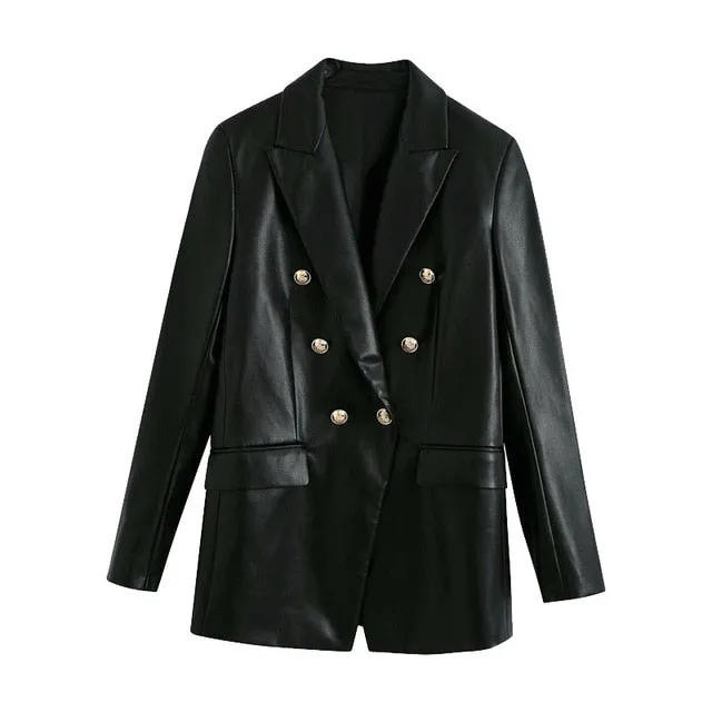DOUBLE BREASTED LEATHER BLAZER