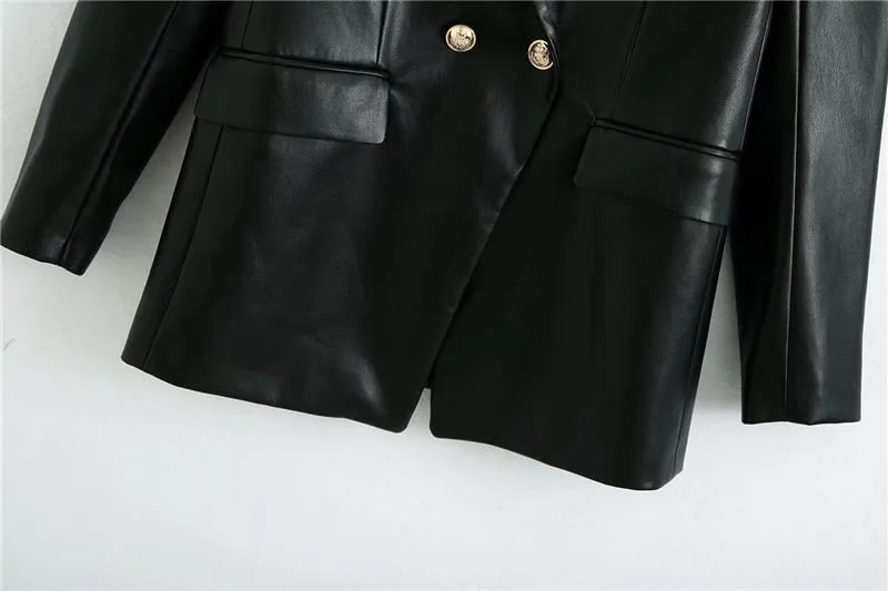 DOUBLE BREASTED LEATHER BLAZER