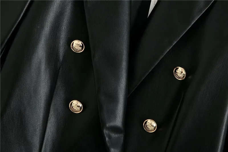 DOUBLE BREASTED LEATHER BLAZER