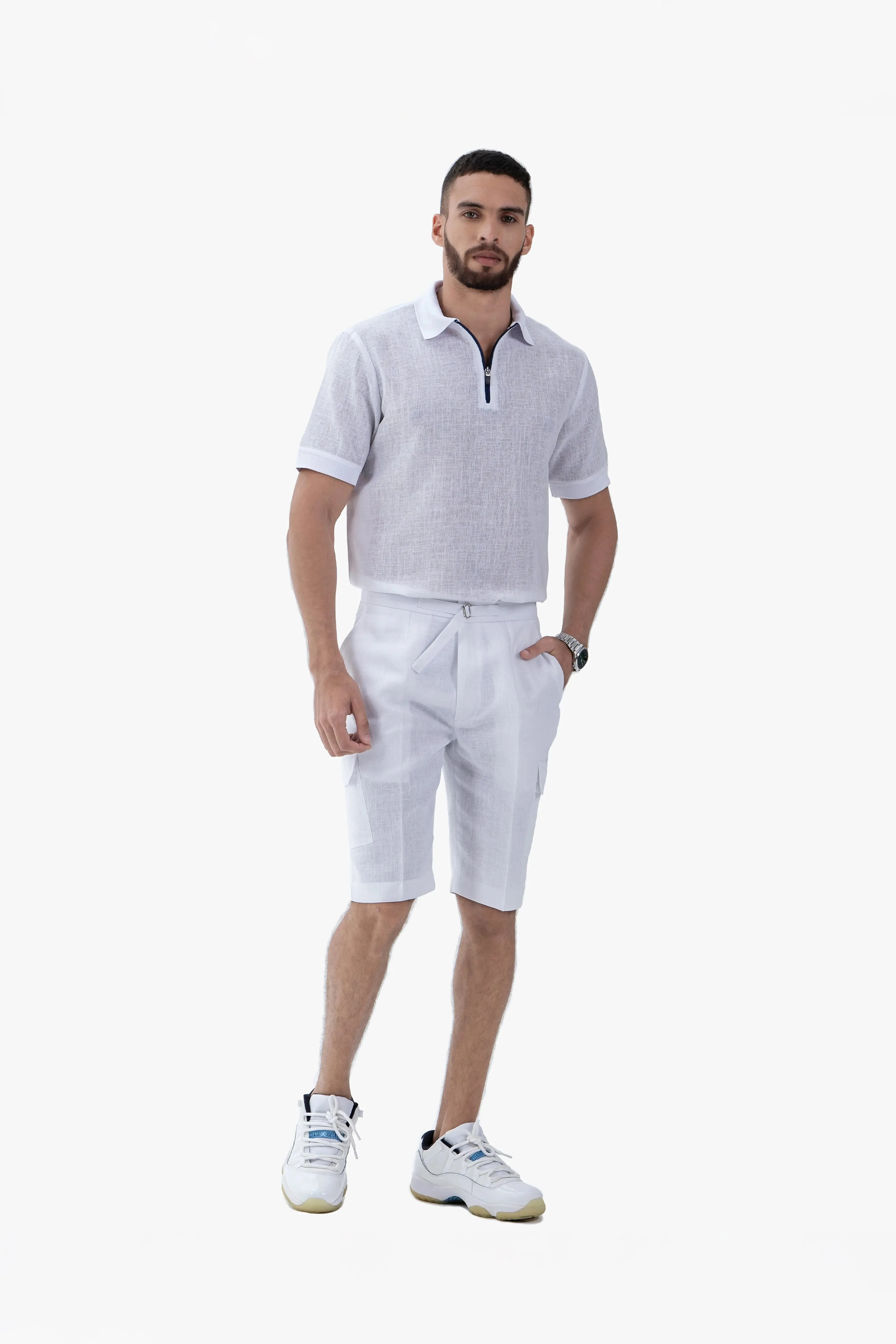 Elite Men's Linen Polo Shirt andTrouser Set