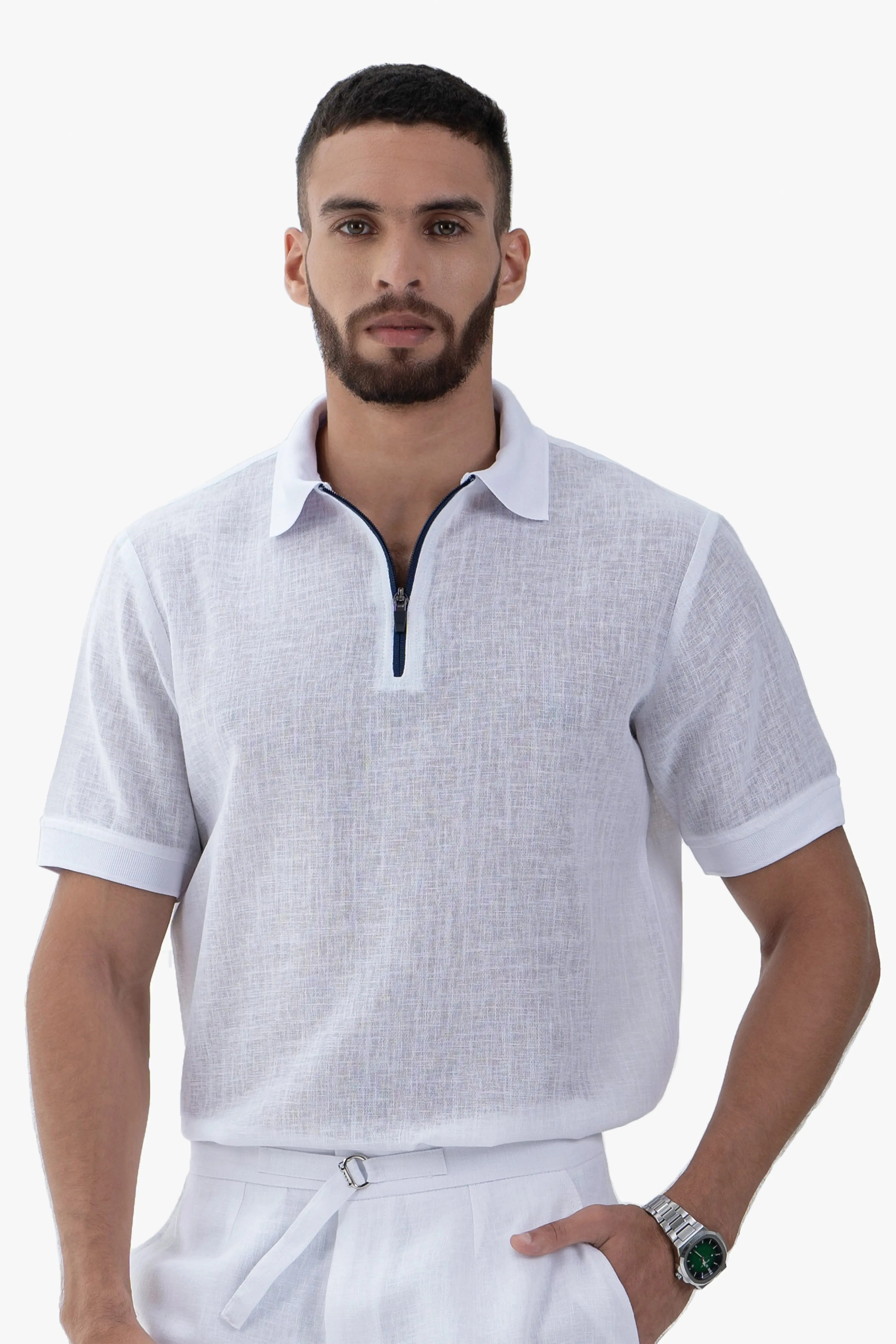 Elite Men's Linen Polo Shirt andTrouser Set