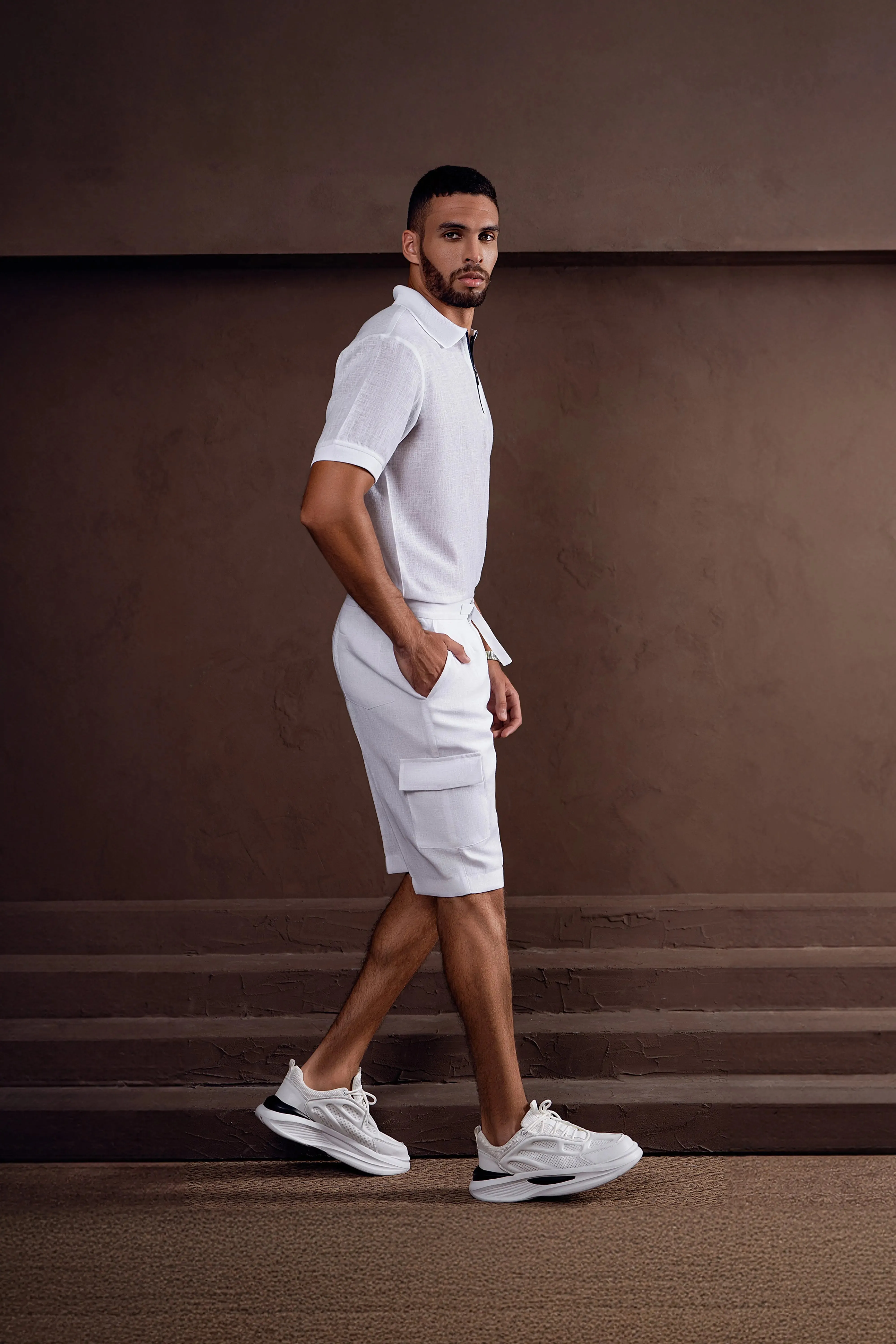 Elite Men's Linen Polo Shirt andTrouser Set