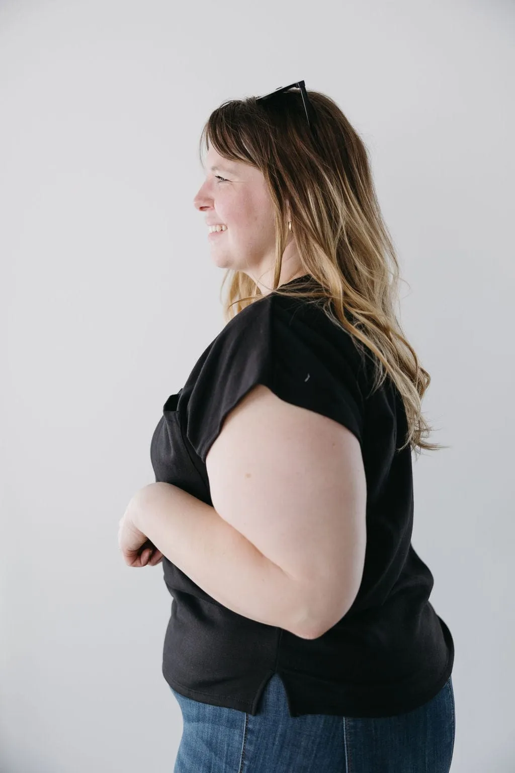 ESSENTIAL SLUB TEE WITH POCKET IN BLACK