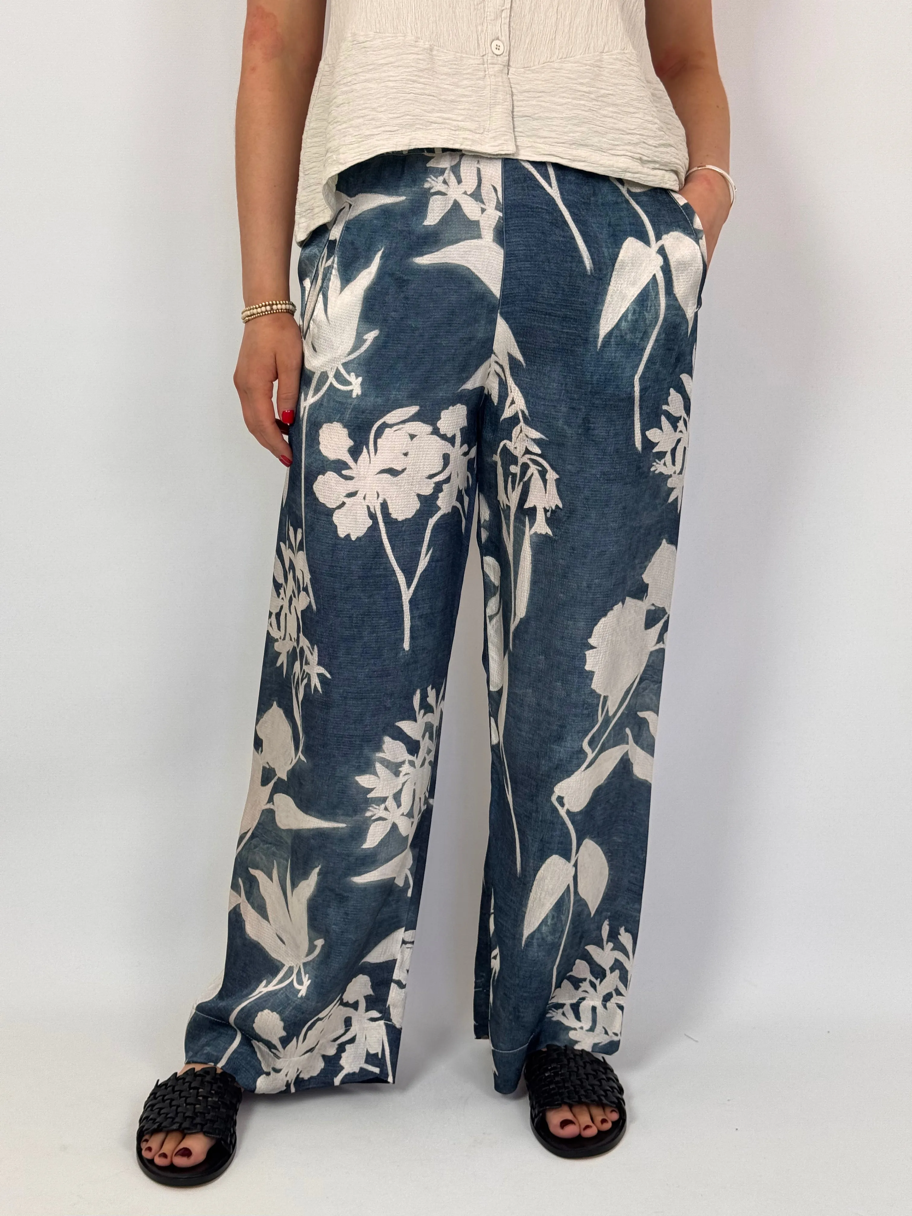 European Culture 06C0 Trousers Blue Print