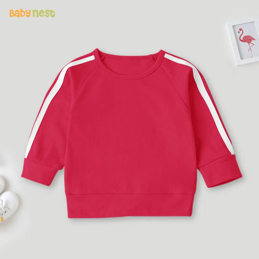 Fleece Sweatshirt  White Line-  Hot Pink