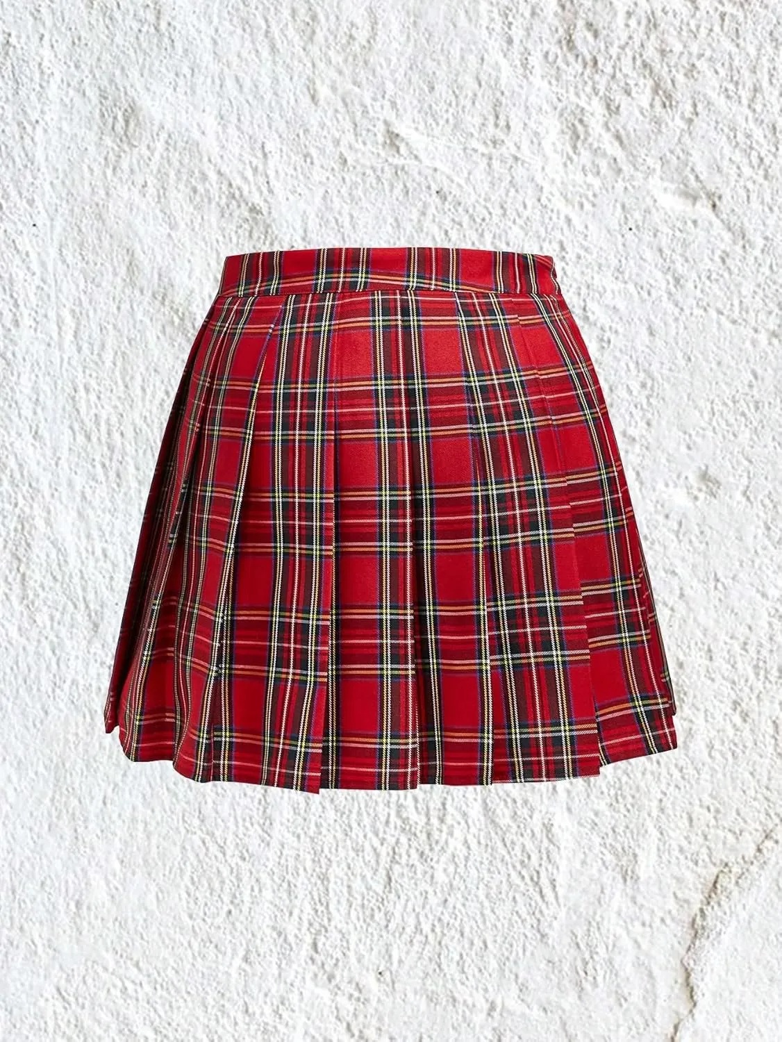 Floerns Women's Plus Size Plaid Print High Waist Pleated Hem Skater Skirt