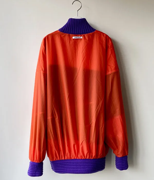 FUMIKA_UCHIDA/JACQUARD KNITTED OVERSIZED REVERSIBLE HALF ZIP JUMPER(COLOR BLOCK/ORANGE)