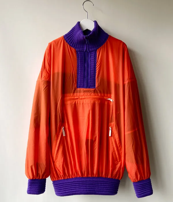 FUMIKA_UCHIDA/JACQUARD KNITTED OVERSIZED REVERSIBLE HALF ZIP JUMPER(COLOR BLOCK/ORANGE)