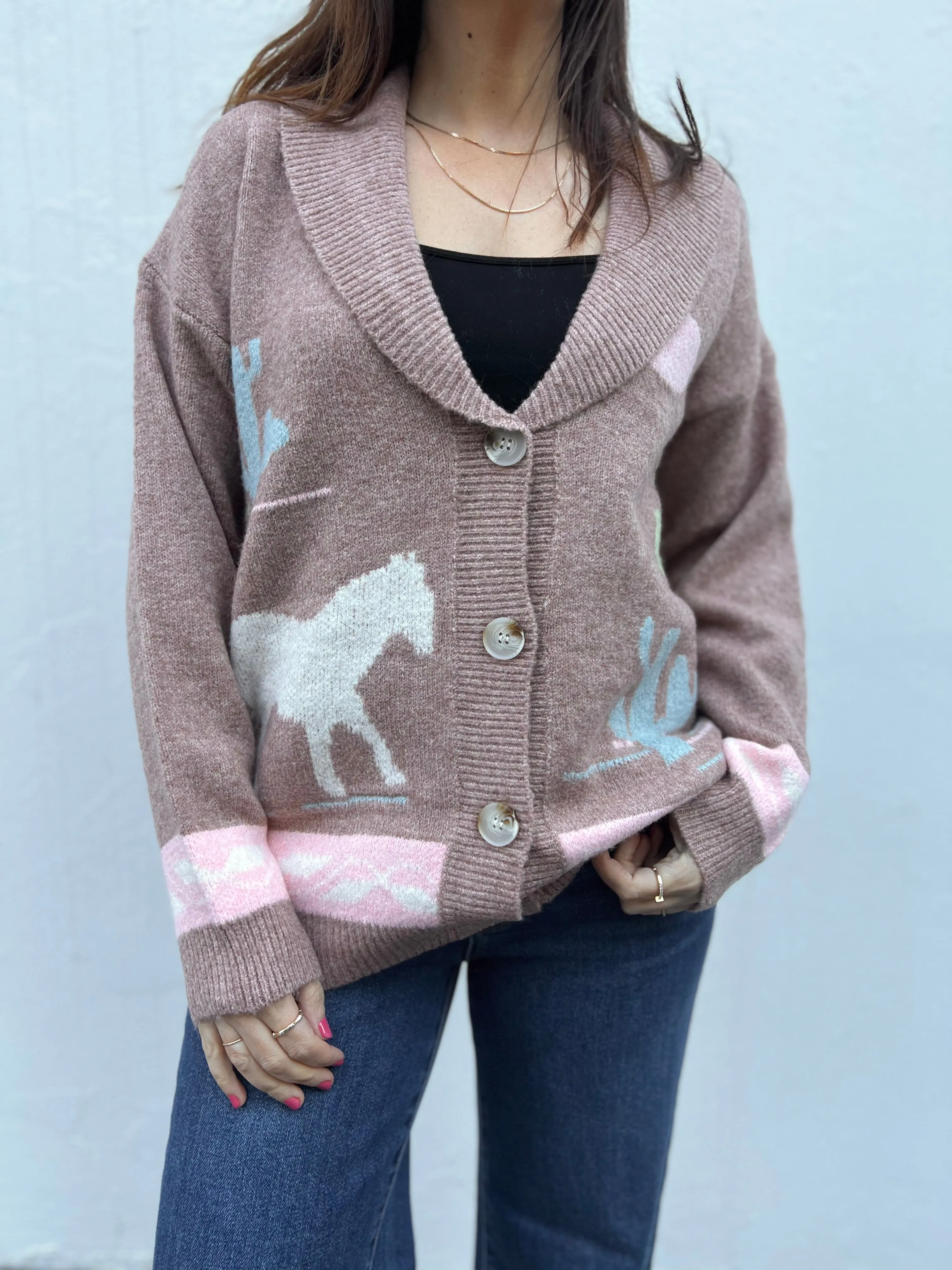 GIDDY UP MOCHA COWGIRL CARDI