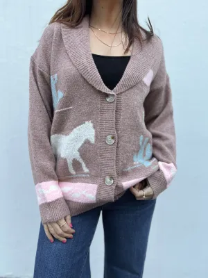 GIDDY UP MOCHA COWGIRL CARDI