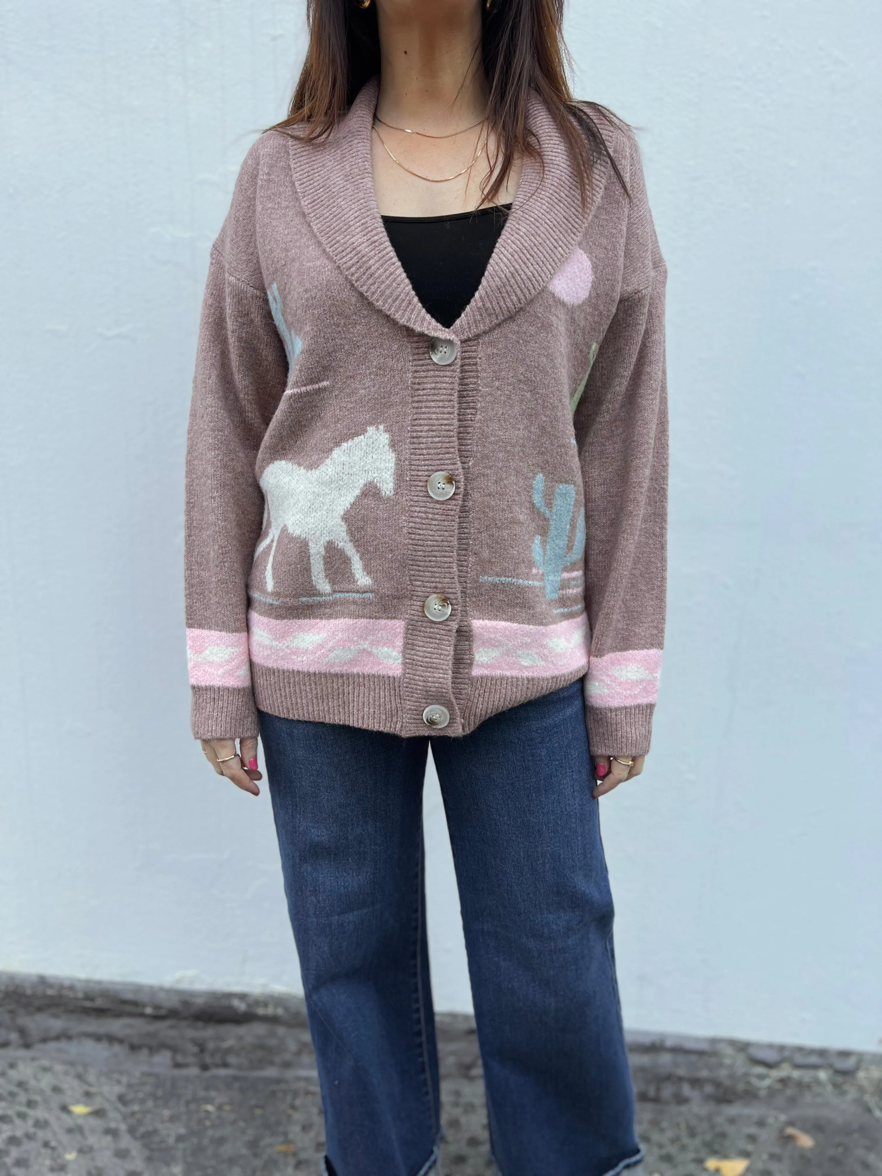 GIDDY UP MOCHA COWGIRL CARDI