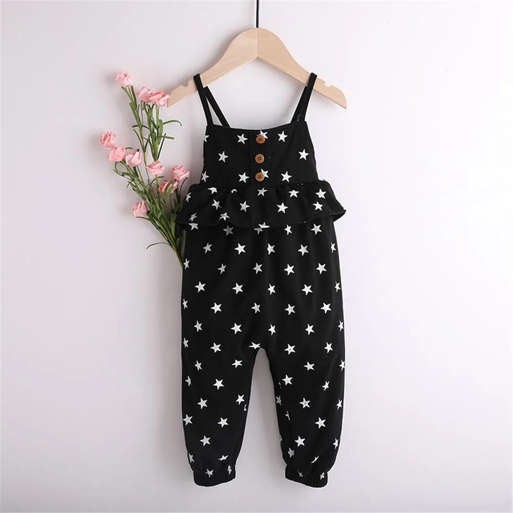 Girls Star Print Suspender Trousers
